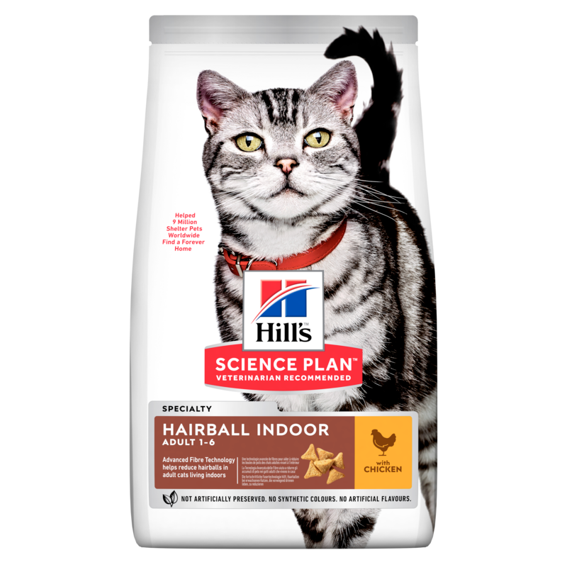  Hills Science Plan Feline Adult Hairball Indoor Trockenfutter Mit Huhn 10 Kg Trockenfutter Für Katzen