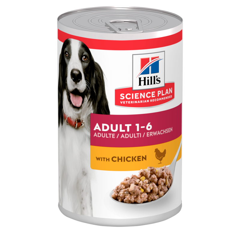  Hills Science Plan Canine Adult Huhn Dosenfutter Für Hunde 12 X 370 G Dosenfutter Mit Huhn