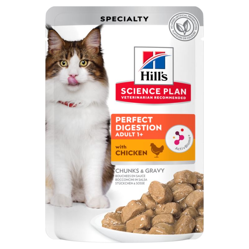  Hills Science Plan Feline Perfect Digestion Adult Frischebeutel Mit Huhn Katzenfutter 12 X 85 G Frischebeutel Mit Huhn