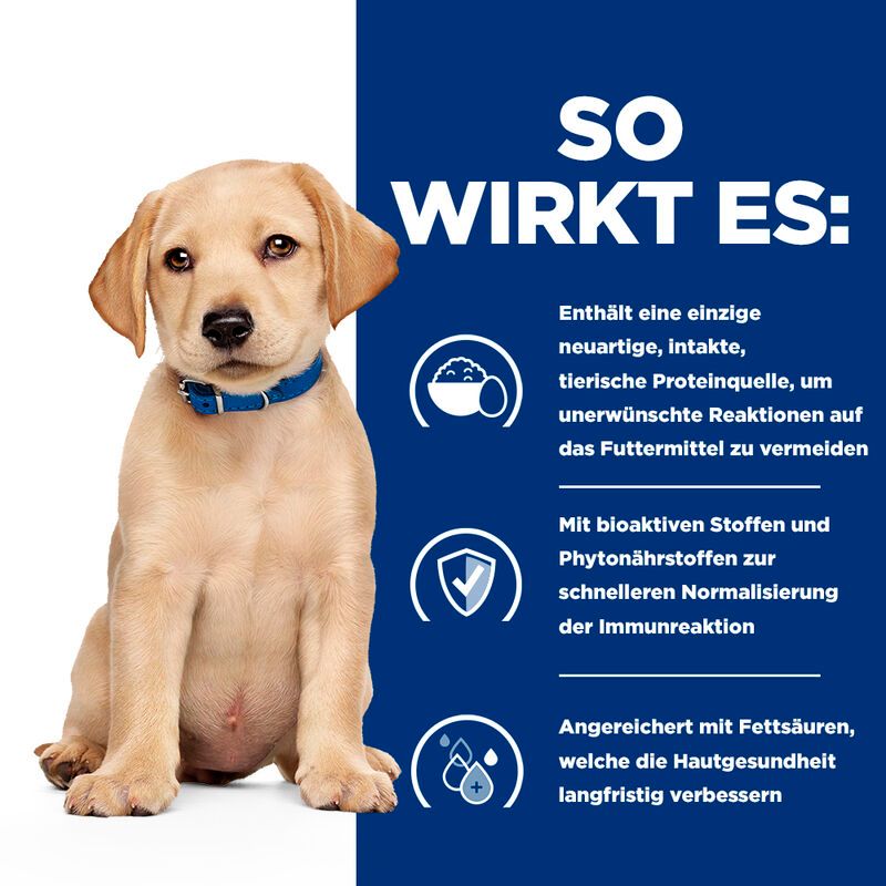 Hills Hils Prescription Diet Derm Complete Puppy Mit Reis Und Ei Trockenfutter Für Hunde 1,5 Kg Trockenfutter