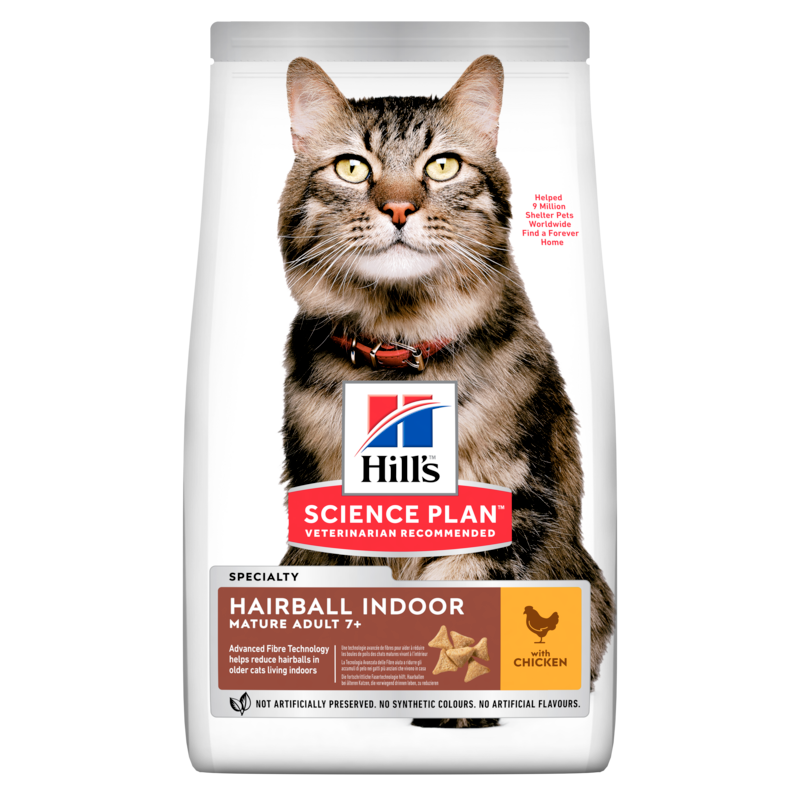  Hills Science Plan Feline Mature Adult 7+ Hairball Indoor Trockenfutter 6 X 1,5 Kg Trockenfutter