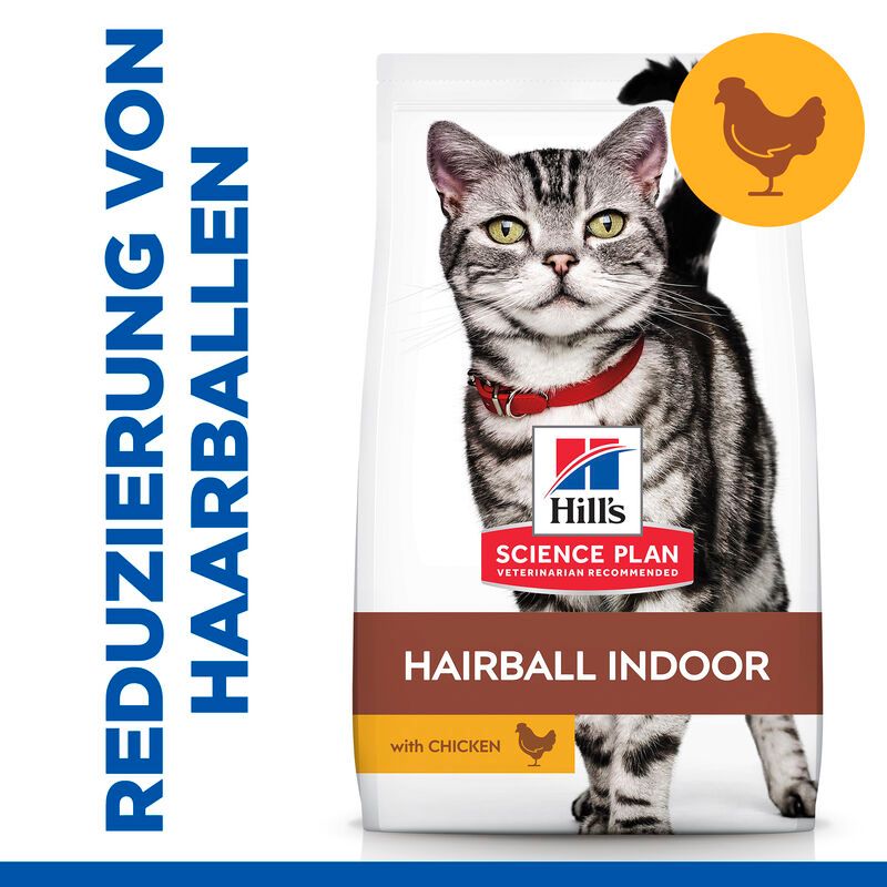  Hills Science Plan Feline Adult Hairball Indoor Trockenfutter Mit Huhn 10 Kg Trockenfutter Für Katzen