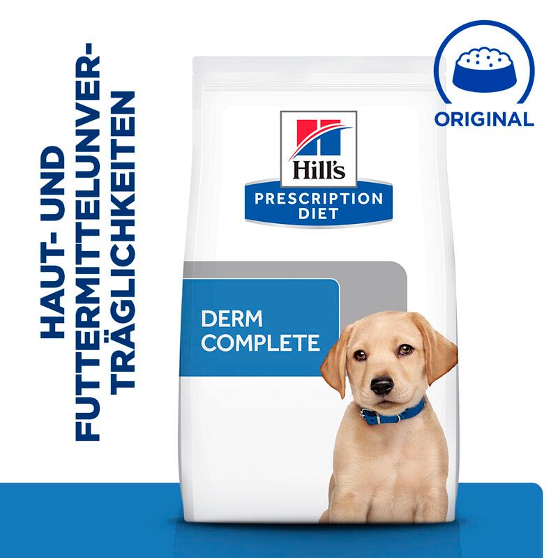 Hills Hils Prescription Diet Derm Complete Puppy Mit Reis Und Ei Trockenfutter Für Hunde 1,5 Kg Trockenfutter