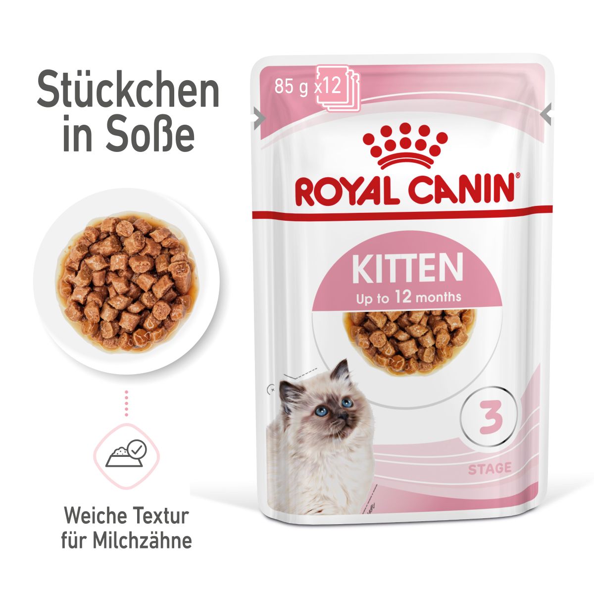  Royal Canin Kitten Second Age Für Kätzchen Bis Zum 12. Monat 12 X 85 G In Soße Frischebeutel