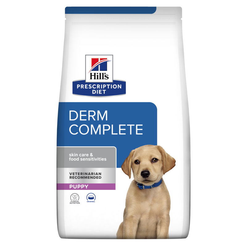 Hills Hils Prescription Diet Derm Complete Puppy Mit Reis Und Ei Trockenfutter Für Hunde 1,5 Kg Trockenfutter