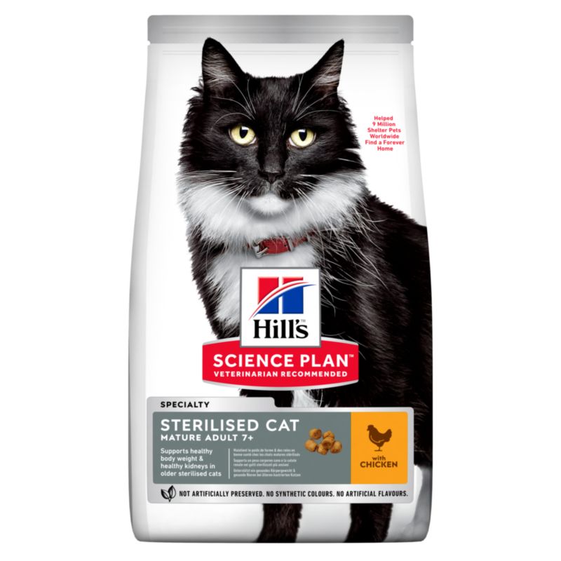  Hills Science Plan Feline Mature Adult 7+ Sterilised Cat Huhn Trockenfutter 10 Kg Huhn Trockenfutter