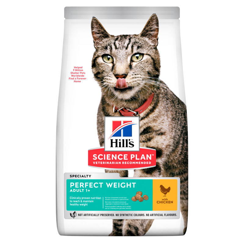  Hills Science Plan Feline Perfect Weight Adult Trockenfutter Huhn Für Katzen 4 X 2,5 Kg Trockenfutter