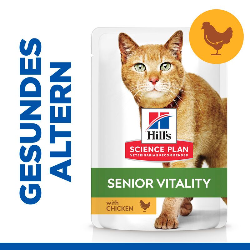  Hills Science Plan Feline Mature Adult 7+ Senior Vitality Huhn Frischebeutel Für Katzen 12 X 85 G Huhn Frischebeutel