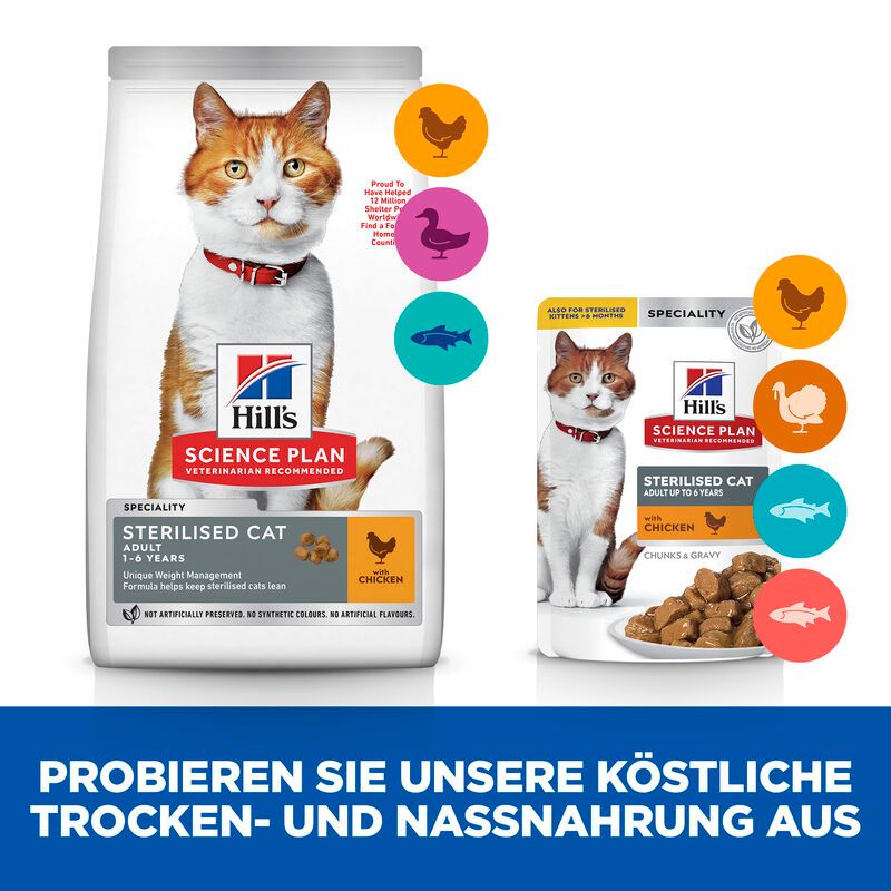  Hills Science Plan Feline Sterilised Cat Adult Huhn Trockenfutter 10 Kg Huhn Trockenfutter